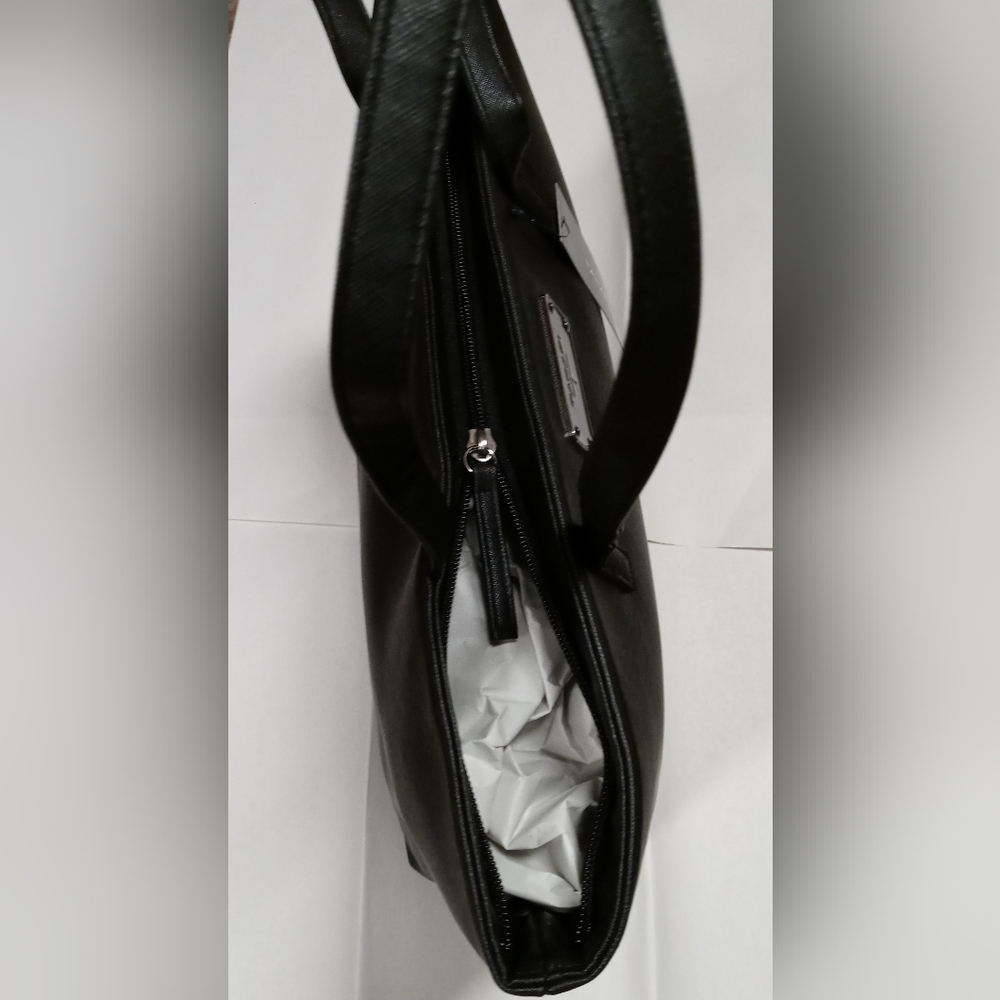 Tahari Black Tote Bag Vegan Leather NWT - Picture 5 of 6